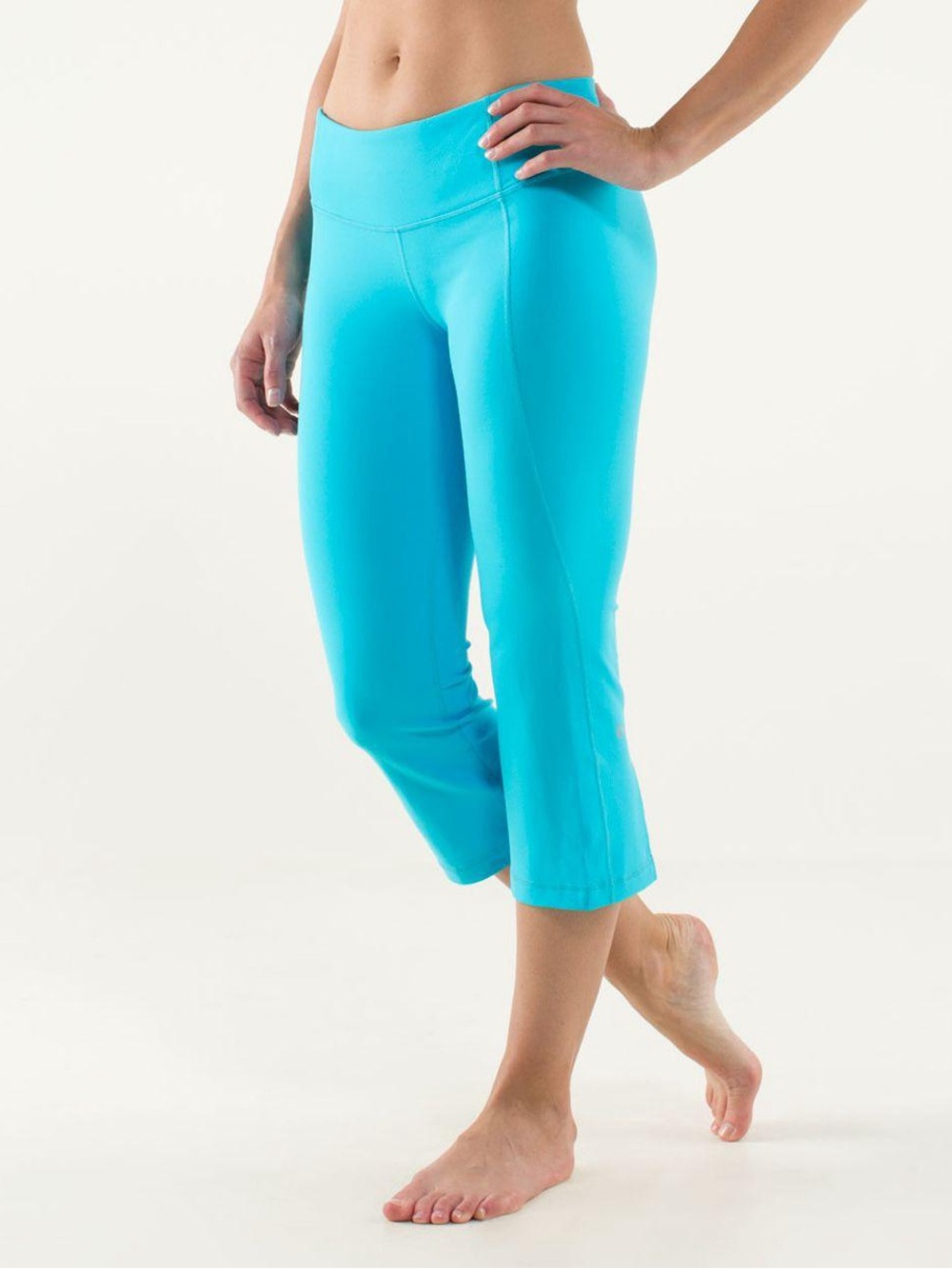 Lululemon Gather & Crow Crop Spry Blue Striped Yoga Leggings Size 8